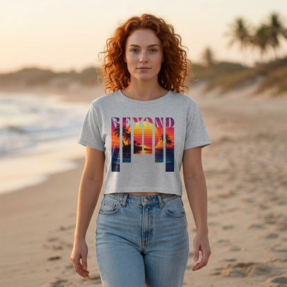 Beyond Summer Tee, Tropical Sunset Palm Graphic Shirt