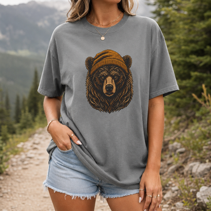 Outdoorsy Bear Camping Cabin Hiking Tee