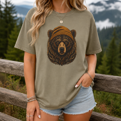 Outdoorsy Bear Camping Cabin Hiking Tee