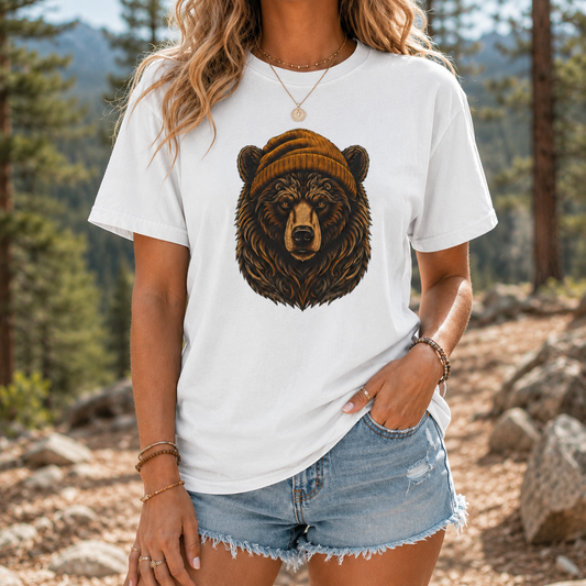 Outdoorsy Bear Camping Cabin Hiking Tee