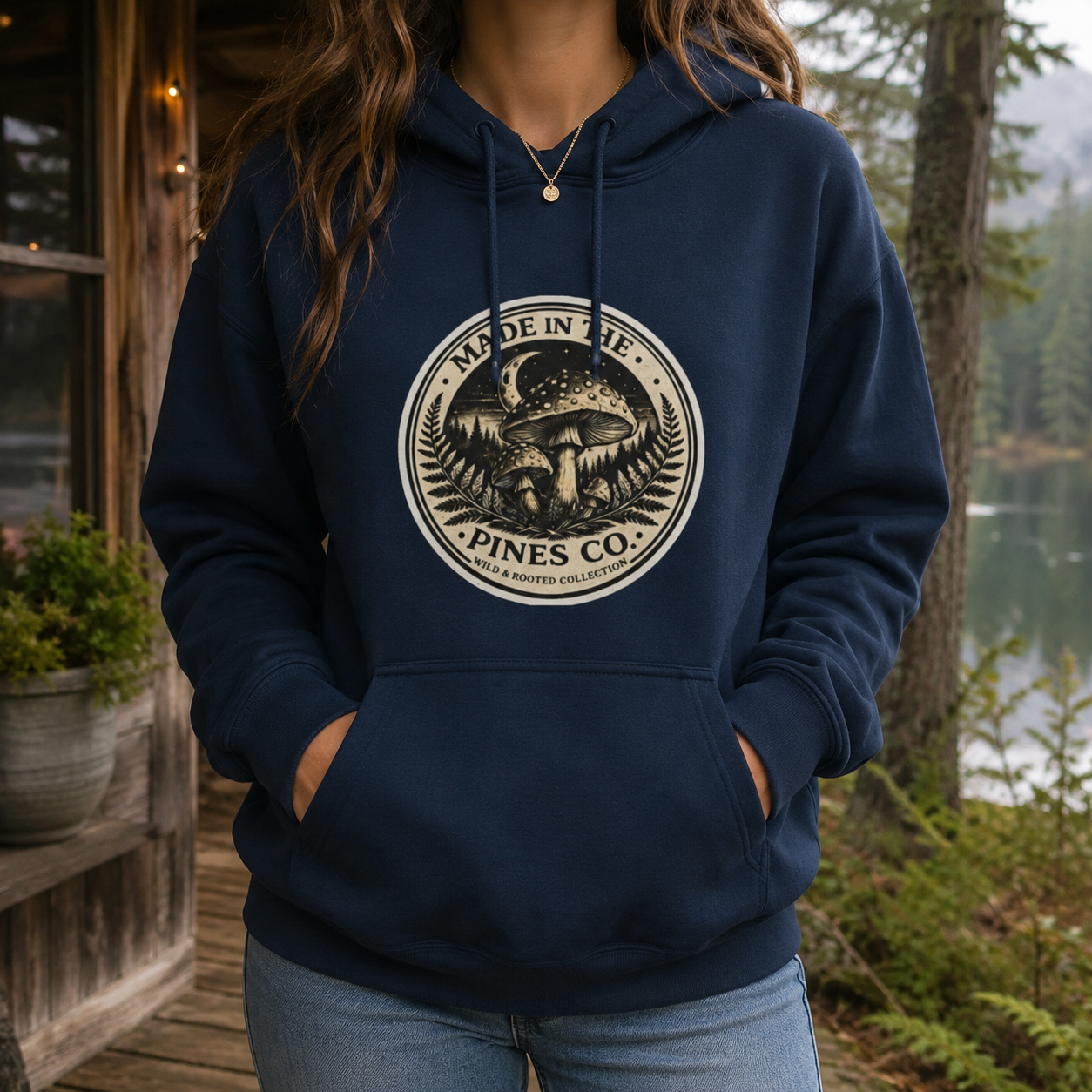 Pines Co Mushroom Hoodie — PNW Forest Mushroom Sweatshirt