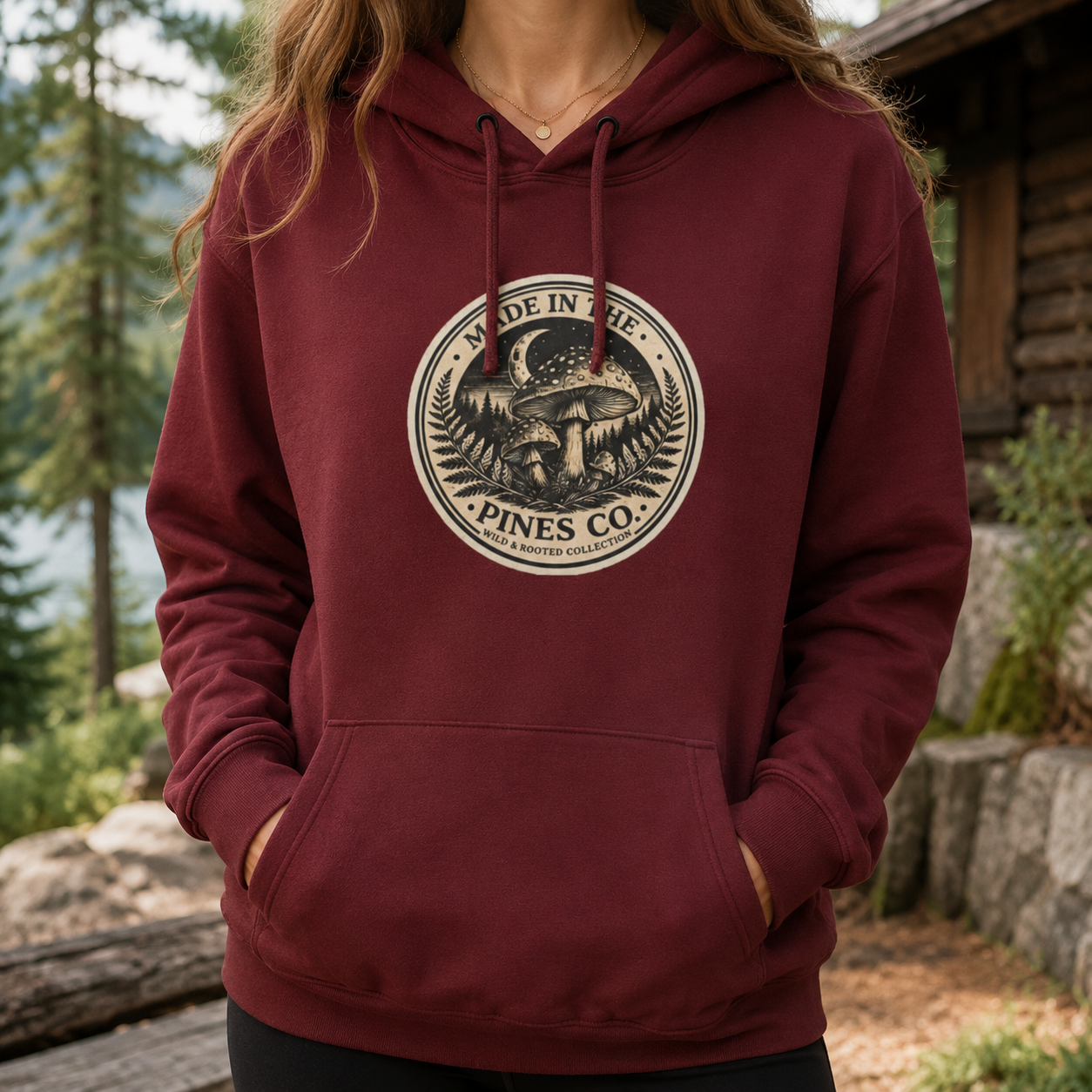 Pines Co Mushroom Hoodie — PNW Forest Mushroom Sweatshirt