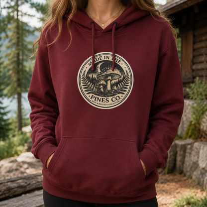 Pines Co Mushroom Hoodie — PNW Forest Mushroom Sweatshirt