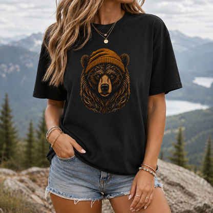 Outdoorsy Bear Camping Cabin Hiking Tee