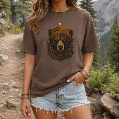 Outdoorsy Bear Camping Cabin Hiking Tee