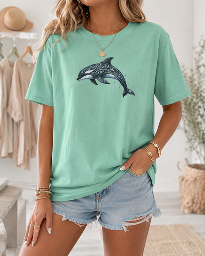 Tribal Orca Dolphin Nautical Whale Art T-shirt