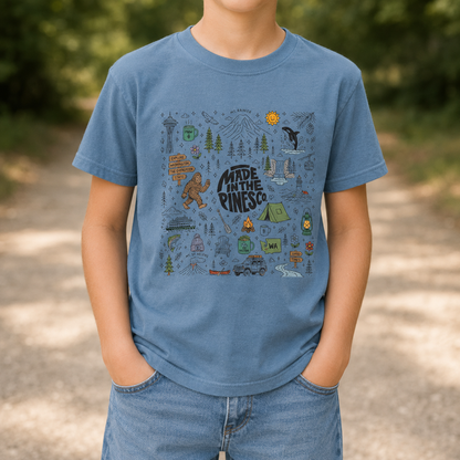 Pacific Northwest Pines Doodle Youth Tee