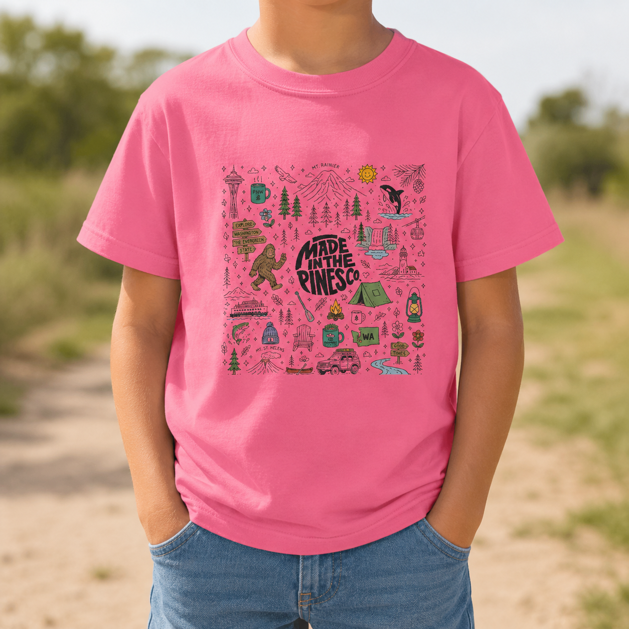Pacific Northwest Pines Doodle Youth Tee