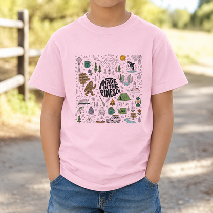 Pacific Northwest Pines Doodle Youth Tee
