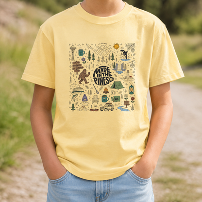 Pacific Northwest Pines Doodle Youth Tee