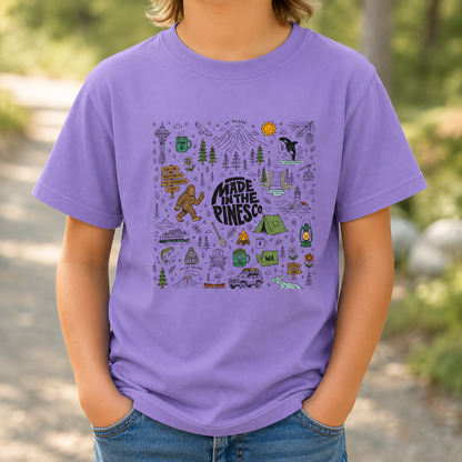 Pacific Northwest Pines Doodle Youth Tee