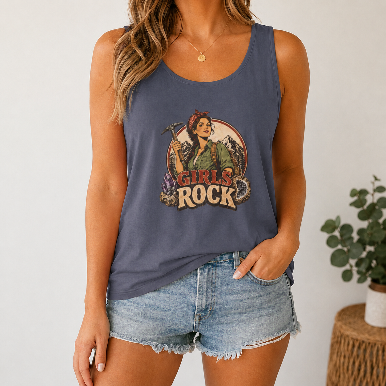 Girls Rock Rockhounding Vintage Woman tank top | Rockhound Fossil Mineral Collector