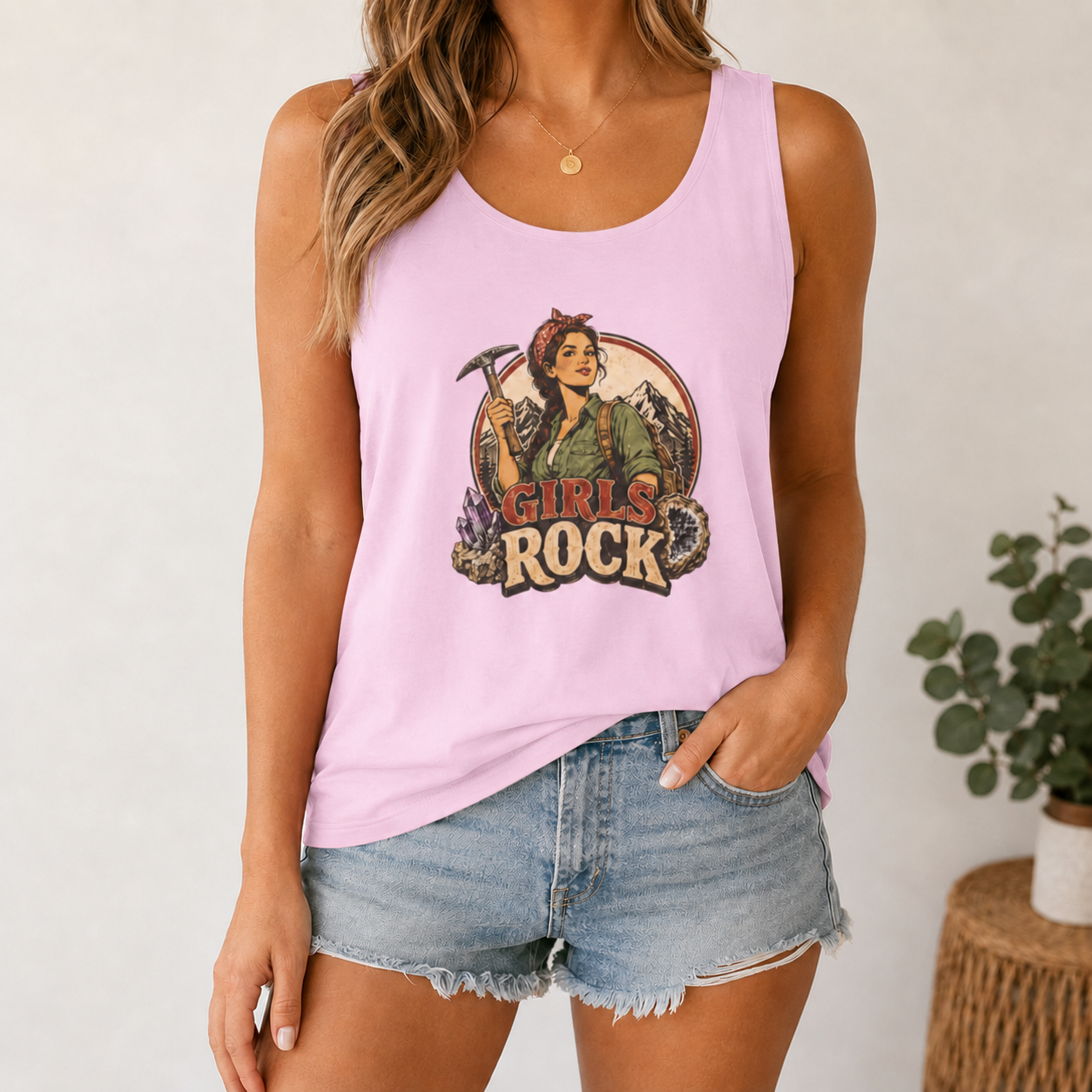 Girls Rock Rockhounding Vintage Woman tank top | Rockhound Fossil Mineral Collector