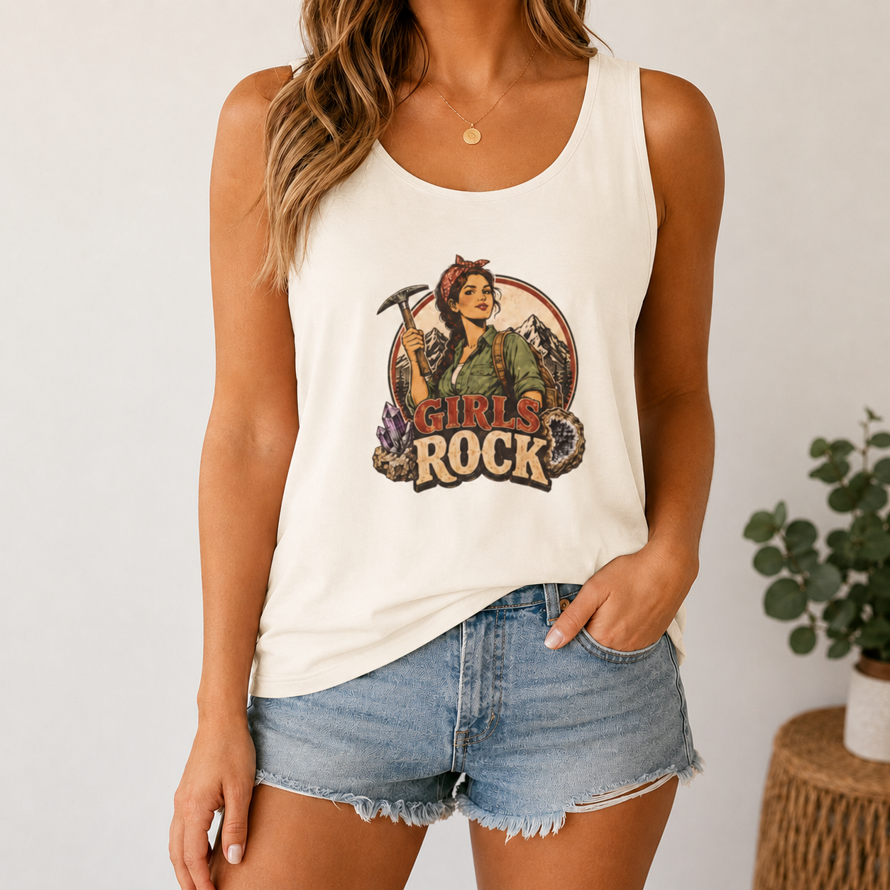 Girls Rock Rockhounding Vintage Woman tank top | Rockhound Fossil Mineral Collector