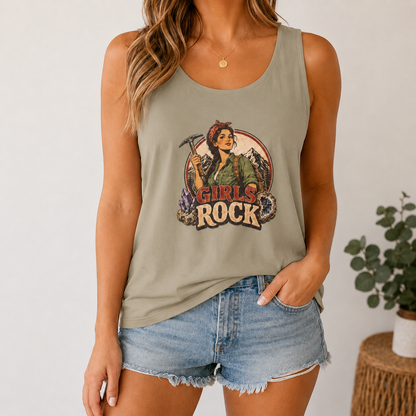 Girls Rock Rockhounding Vintage Woman tank top | Rockhound Fossil Mineral Collector