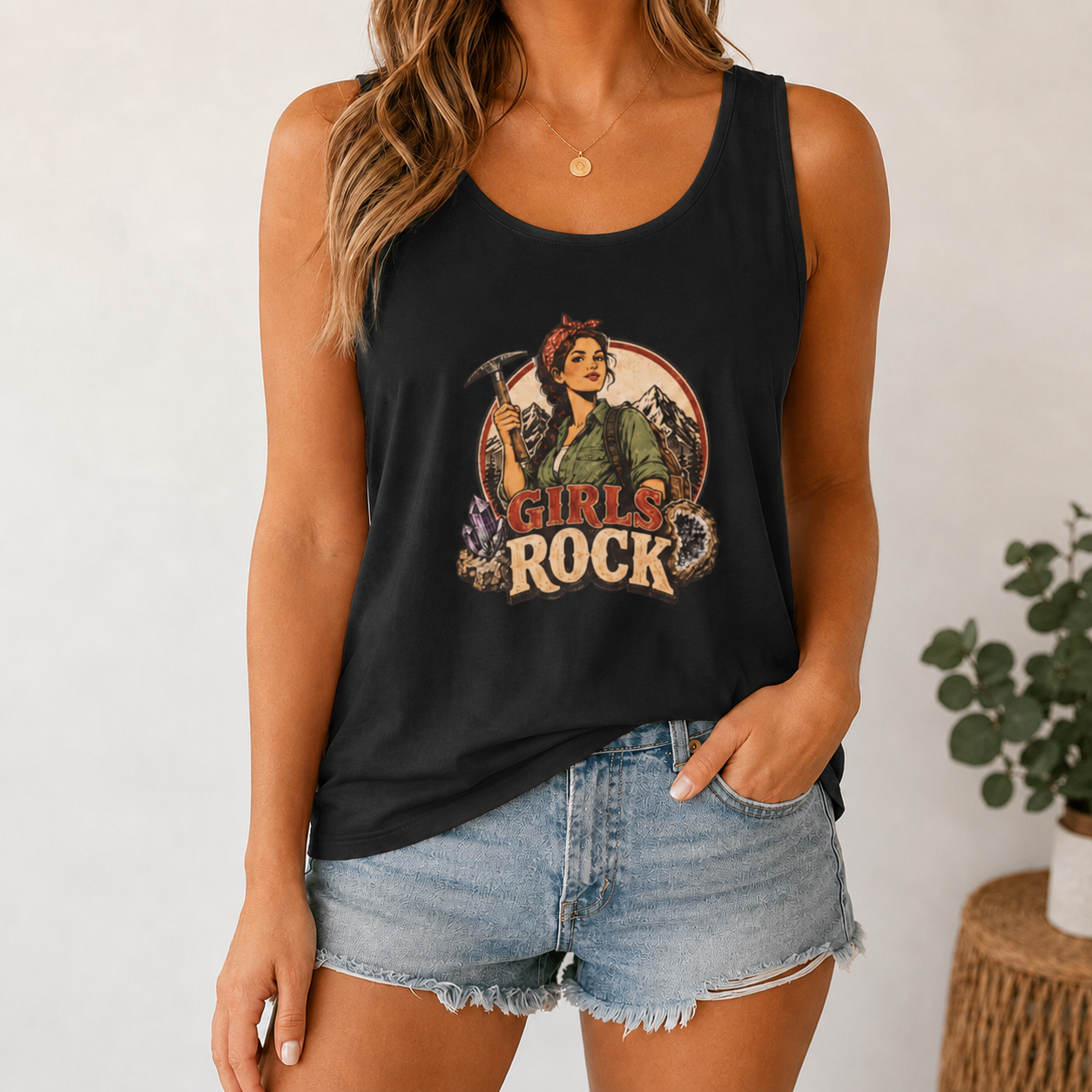 Girls Rock Rockhounding Vintage Woman tank top | Rockhound Fossil Mineral Collector
