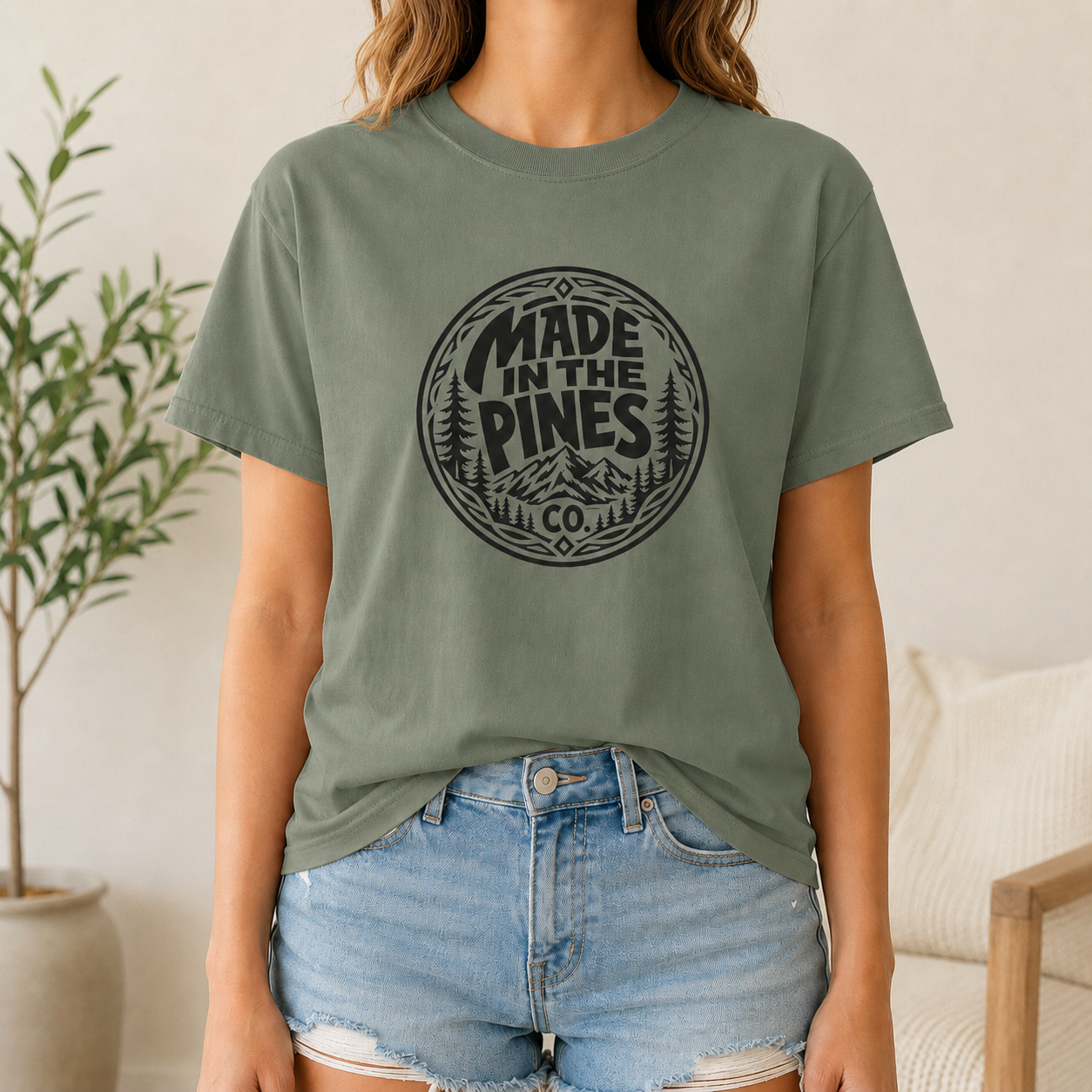 Made in the Pines T-shirt | Badge, Pine Forest Design