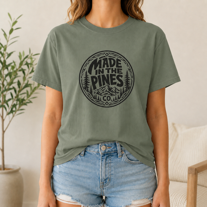 Made in the Pines T-shirt | Badge, Pine Forest Design