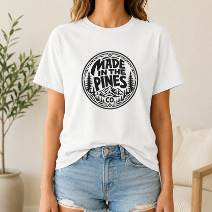 Made in the Pines T-shirt | Badge, Pine Forest Design