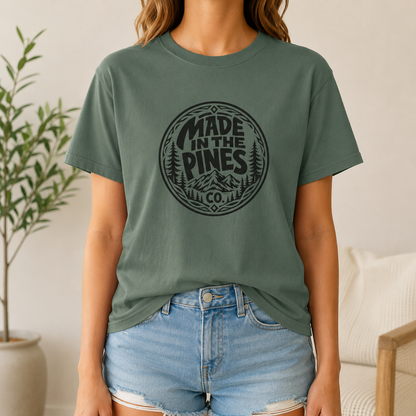 Made in the Pines T-shirt | Badge, Pine Forest Design