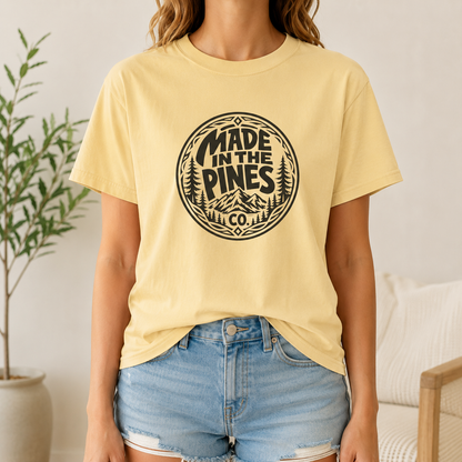Made in the Pines T-shirt | Badge, Pine Forest Design