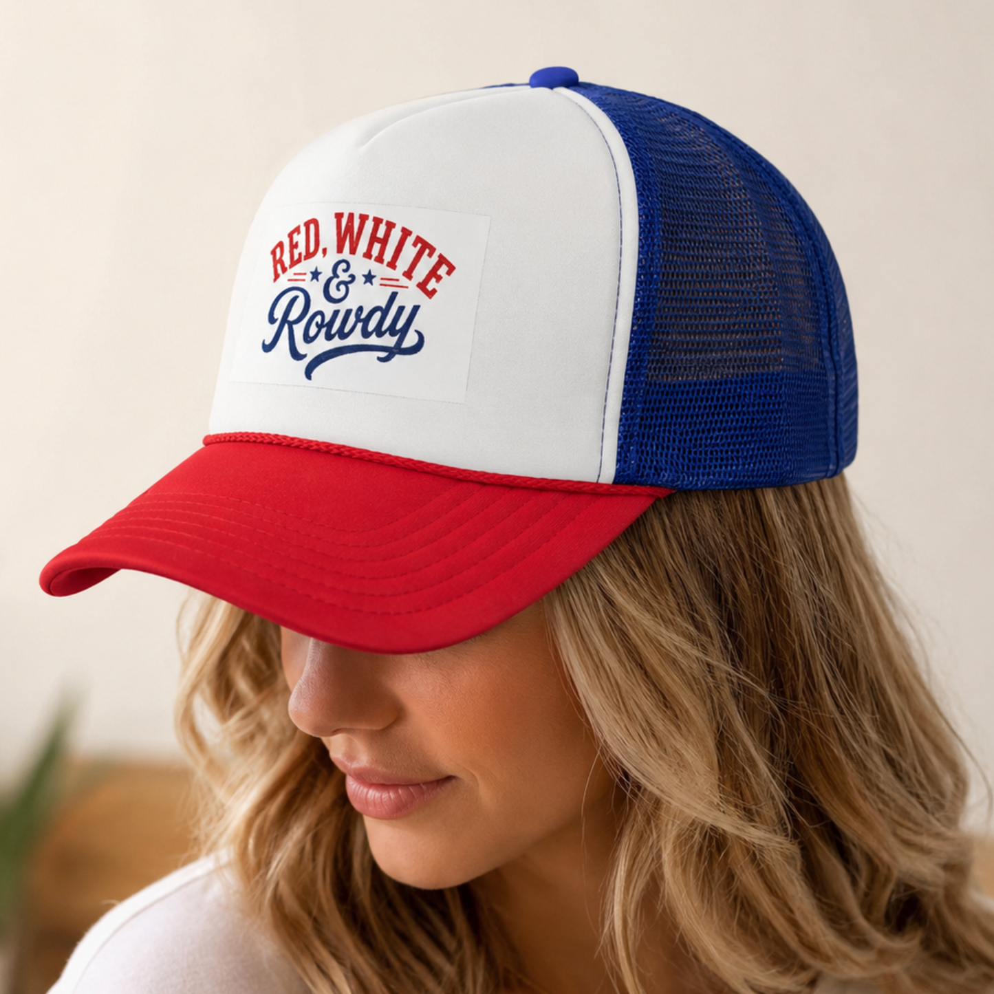 Red, White & Rowdy Trucker Cap | Patriotic Fourth of July Mesh Hat