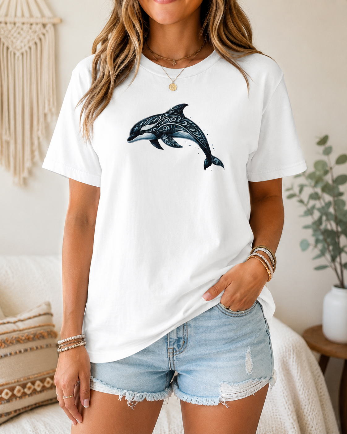 Tribal Orca Dolphin Nautical Whale Art T-shirt