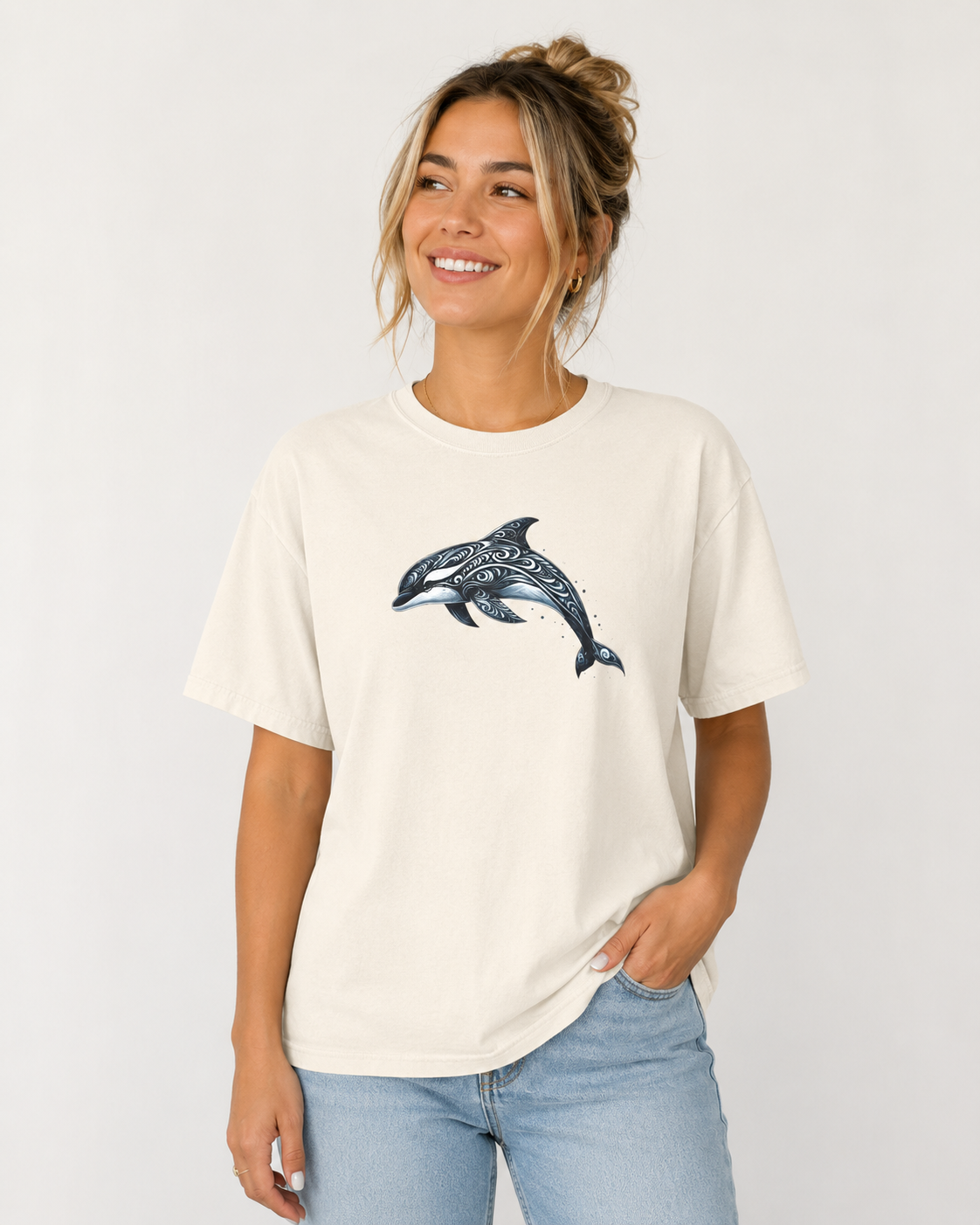 Tribal Orca Dolphin Nautical Whale Art T-shirt
