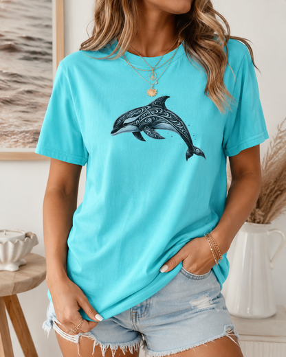 Tribal Orca Dolphin Nautical Whale Art T-shirt