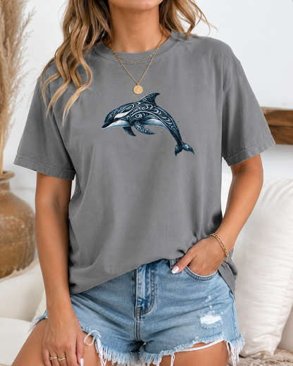 Tribal Orca Dolphin Nautical Whale Art T-shirt