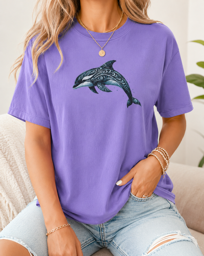 Tribal Orca Dolphin Nautical Whale Art T-shirt