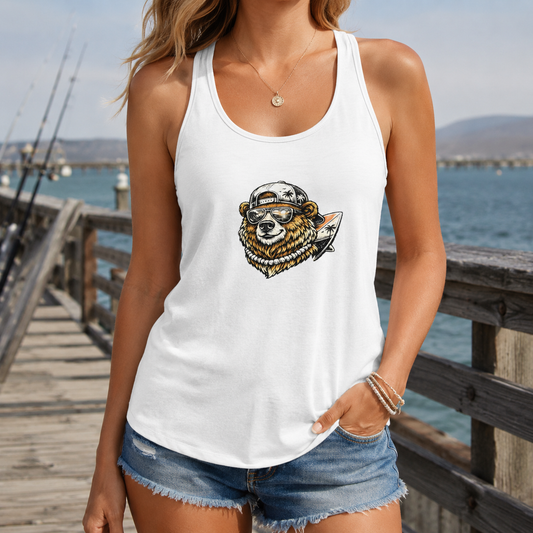 Surfer Bear Racerback Tank