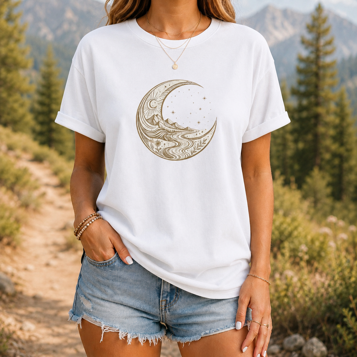 Moonwave Crescent Wave Ocean Moon T-shirt