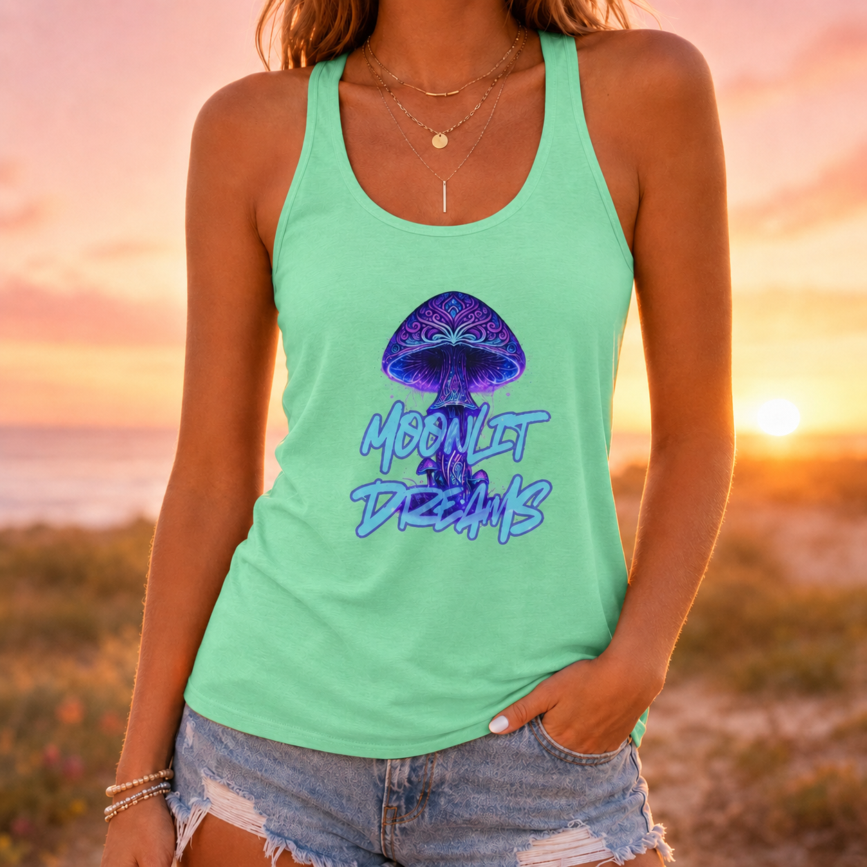 Moonlit Dreams Mushroom Tank Top