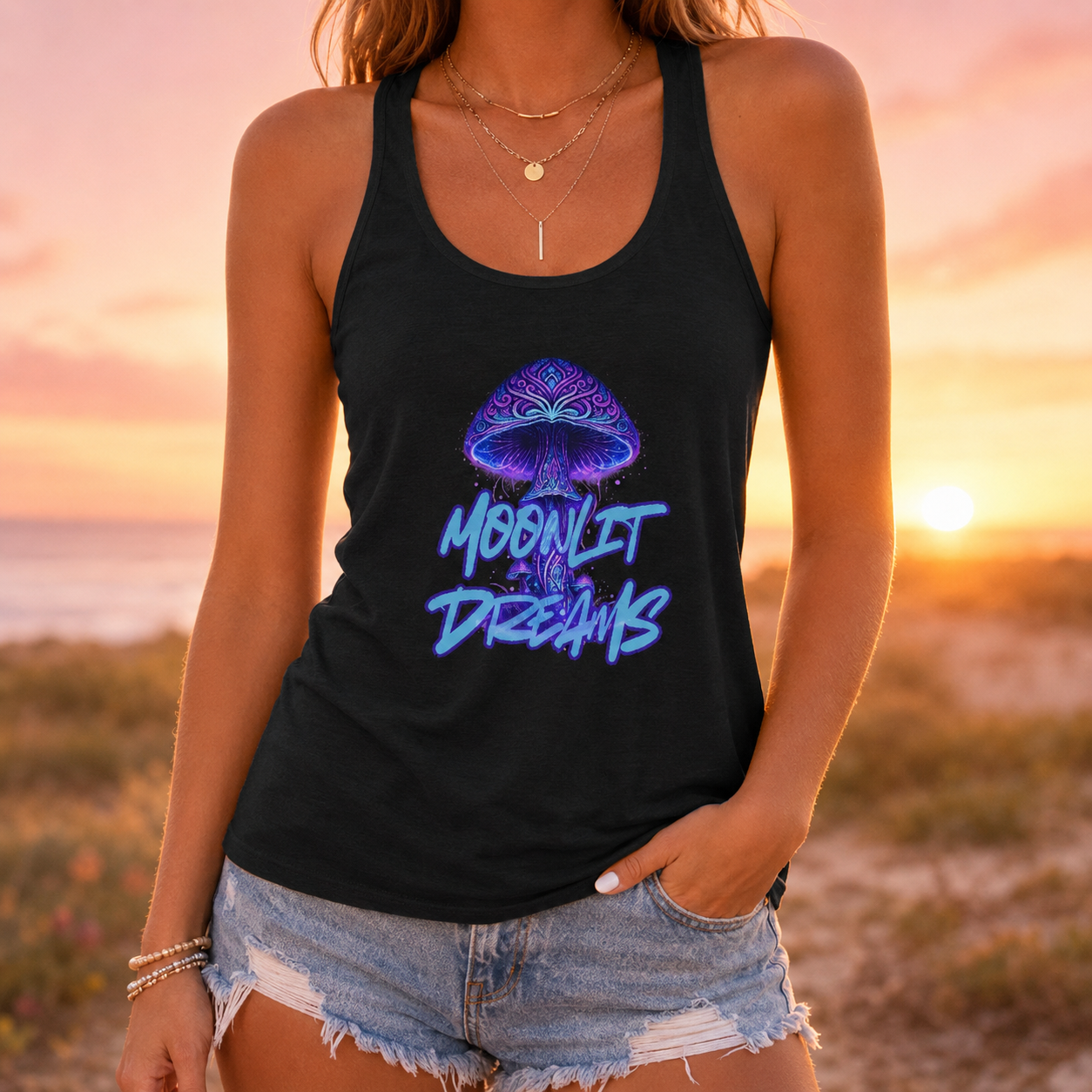 Moonlit Dreams Mushroom Tank Top