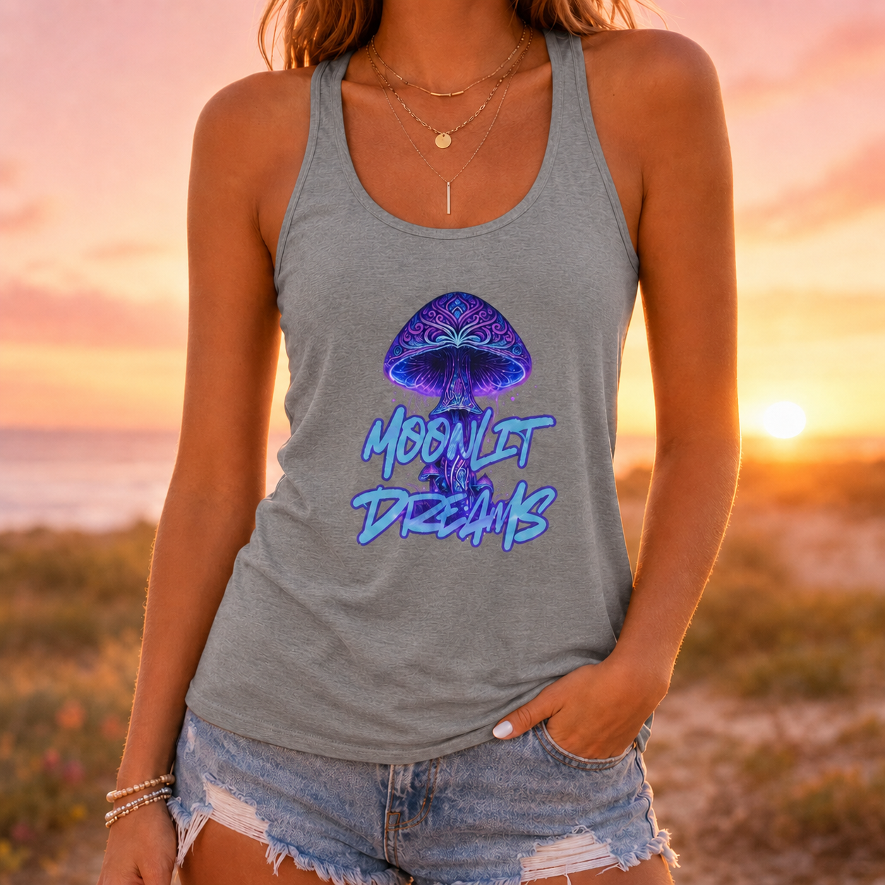 Moonlit Dreams Mushroom Tank Top