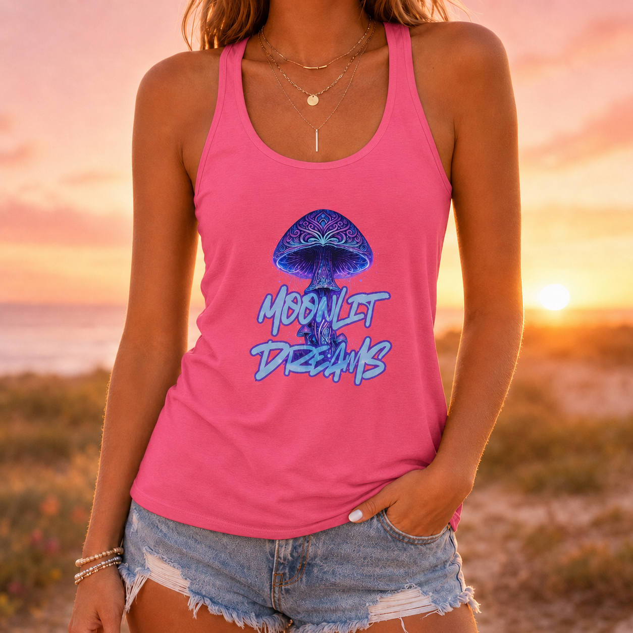 Moonlit Dreams Mushroom Tank Top