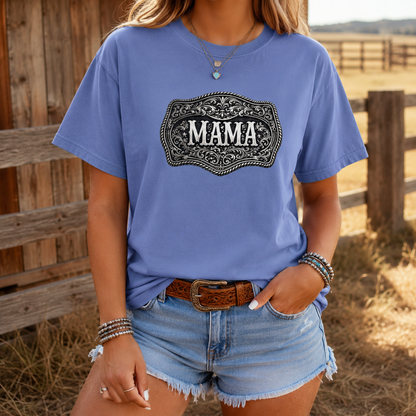 Western Belt Buckle Mama Comfort Colors T-shirt