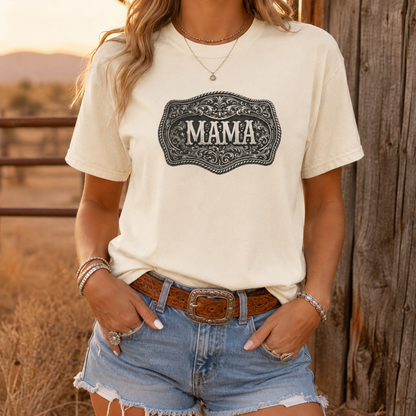 Western Belt Buckle Mama Comfort Colors T-shirt