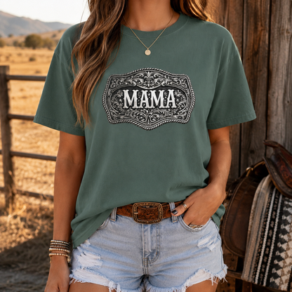 Western Belt Buckle Mama Comfort Colors T-shirt