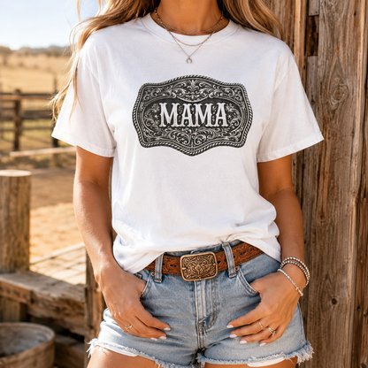 Western Belt Buckle Mama Comfort Colors T-shirt