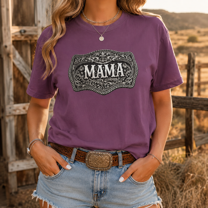 Western Belt Buckle Mama Comfort Colors T-shirt