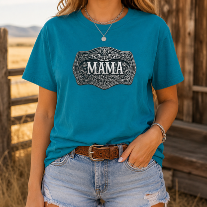 Western Belt Buckle Mama Comfort Colors T-shirt