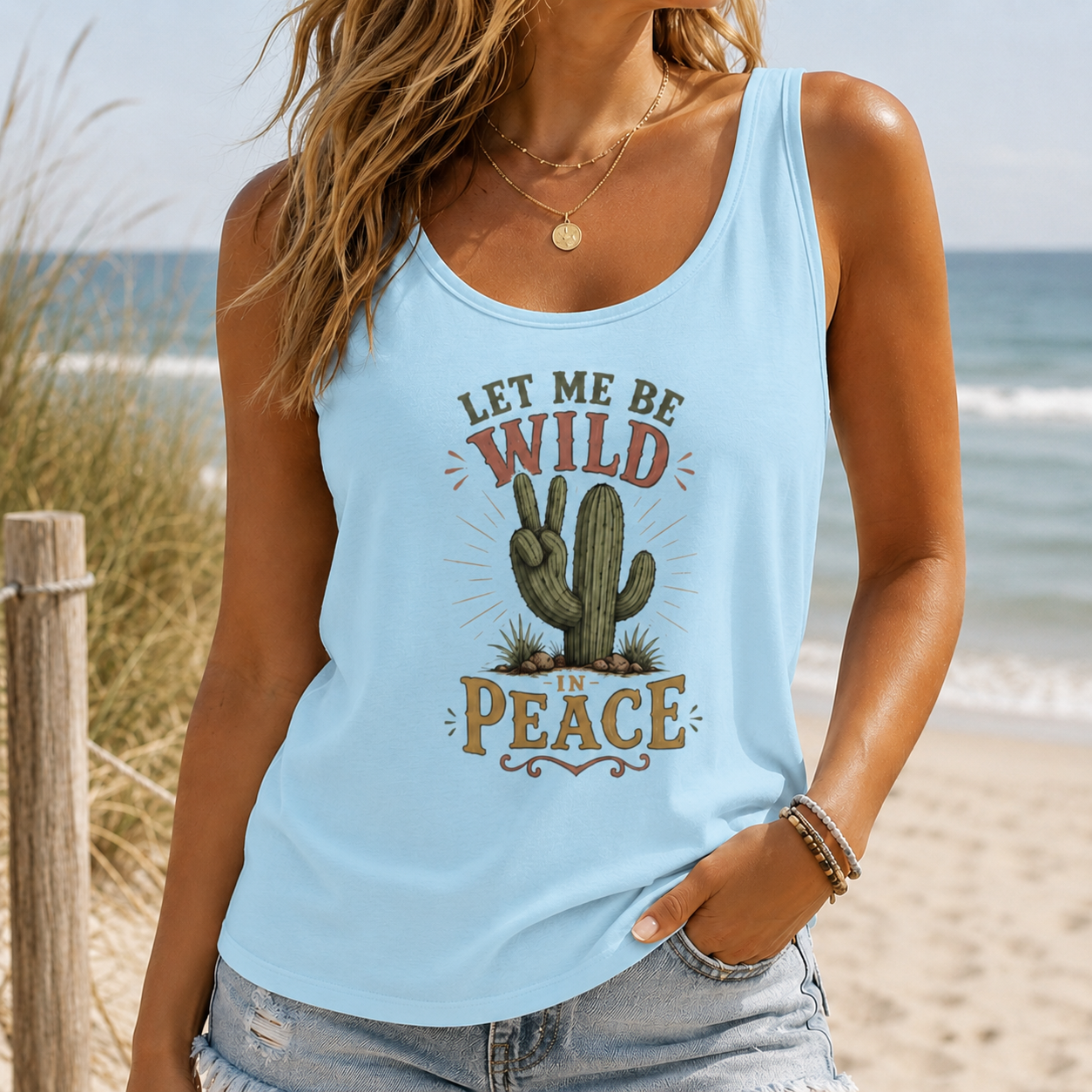Let Me Be Wild in Peace Cactus Tank Top