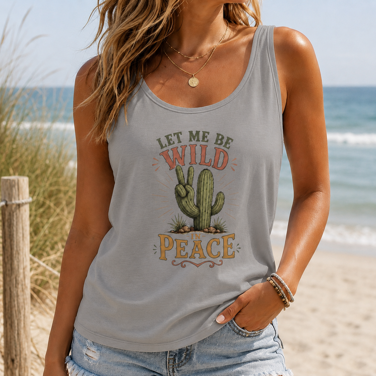 Let Me Be Wild in Peace Cactus Tank Top