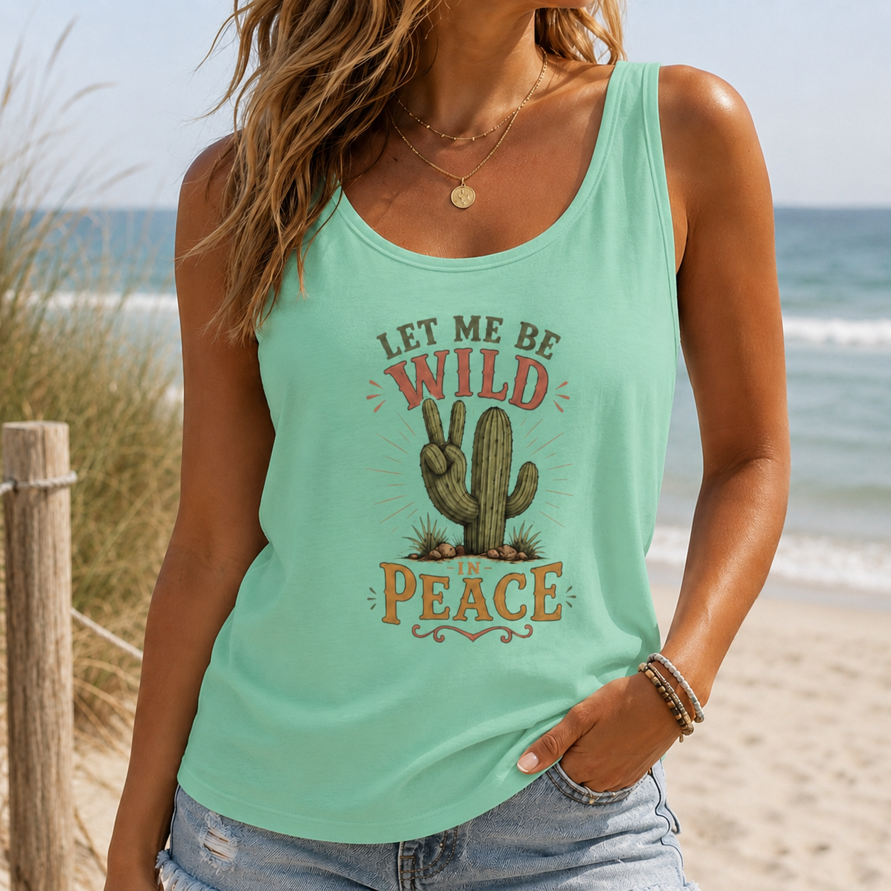 Let Me Be Wild in Peace Cactus Tank Top