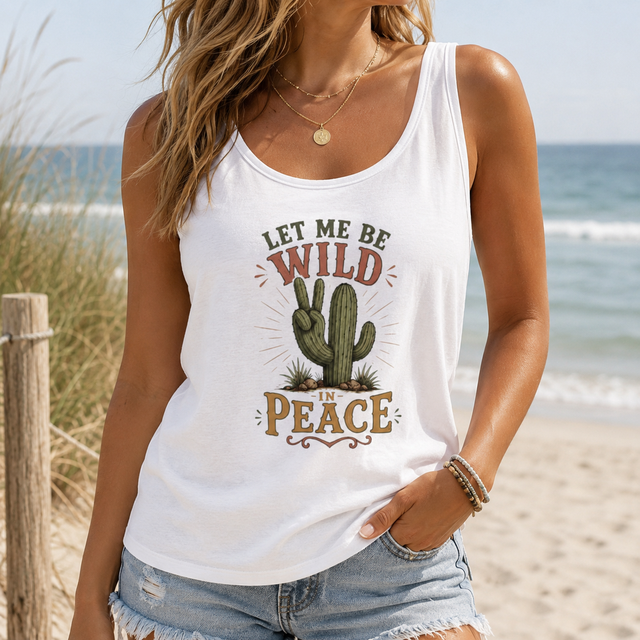 Let Me Be Wild in Peace Cactus Tank Top