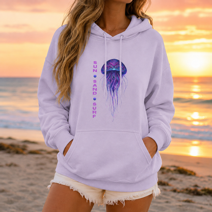 Jellyfish Sun, Sand, Surf Hoodie