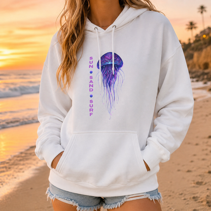 Jellyfish Sun, Sand, Surf Hoodie