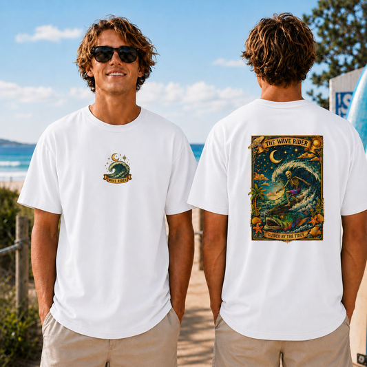Wave Rider Surf Skeleton Tee — Retro Night Surf Graphic T-Shirt